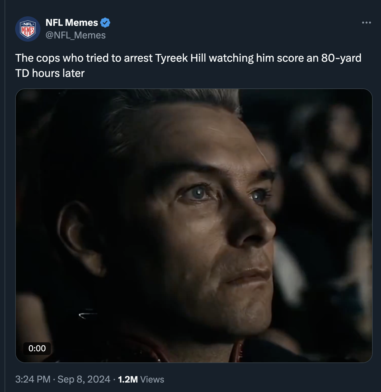 homelander en el cine - Nfl Memes Memes The cops who tried to arrest Tyreek Hill watching him score an 80yard Td hours later 1.2M Views